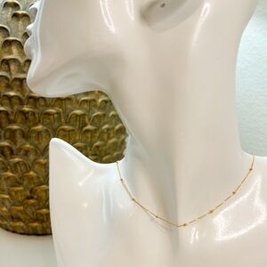 Ball beaded station necklace Real 18K gold